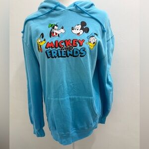 Disney Bright Blue Mickey and Friends Pullover Hoodie Size S EUC